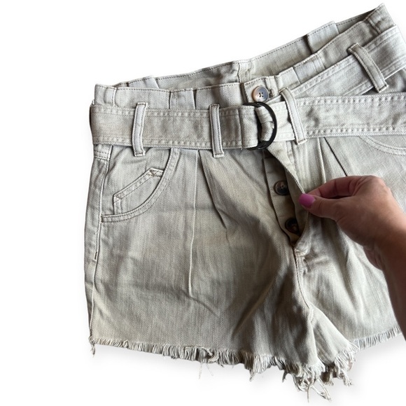 Free People We The Free See You Sometime Beige High Waist Cut Off Shorts, Small - Picture 3 of 9